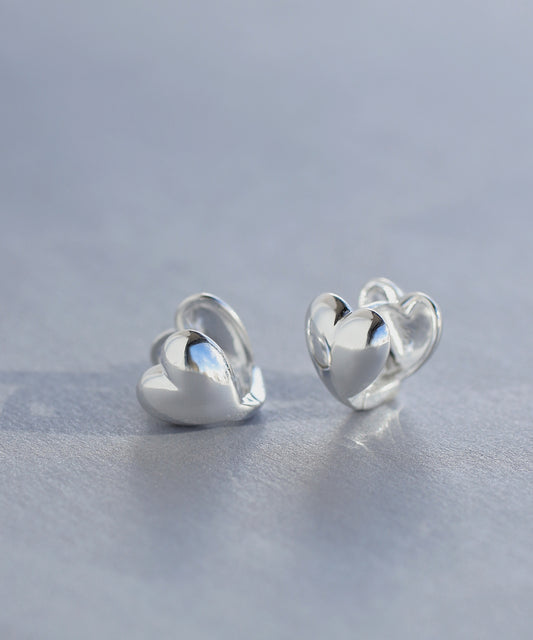 Heart Hoop Earrings [925 silver]
