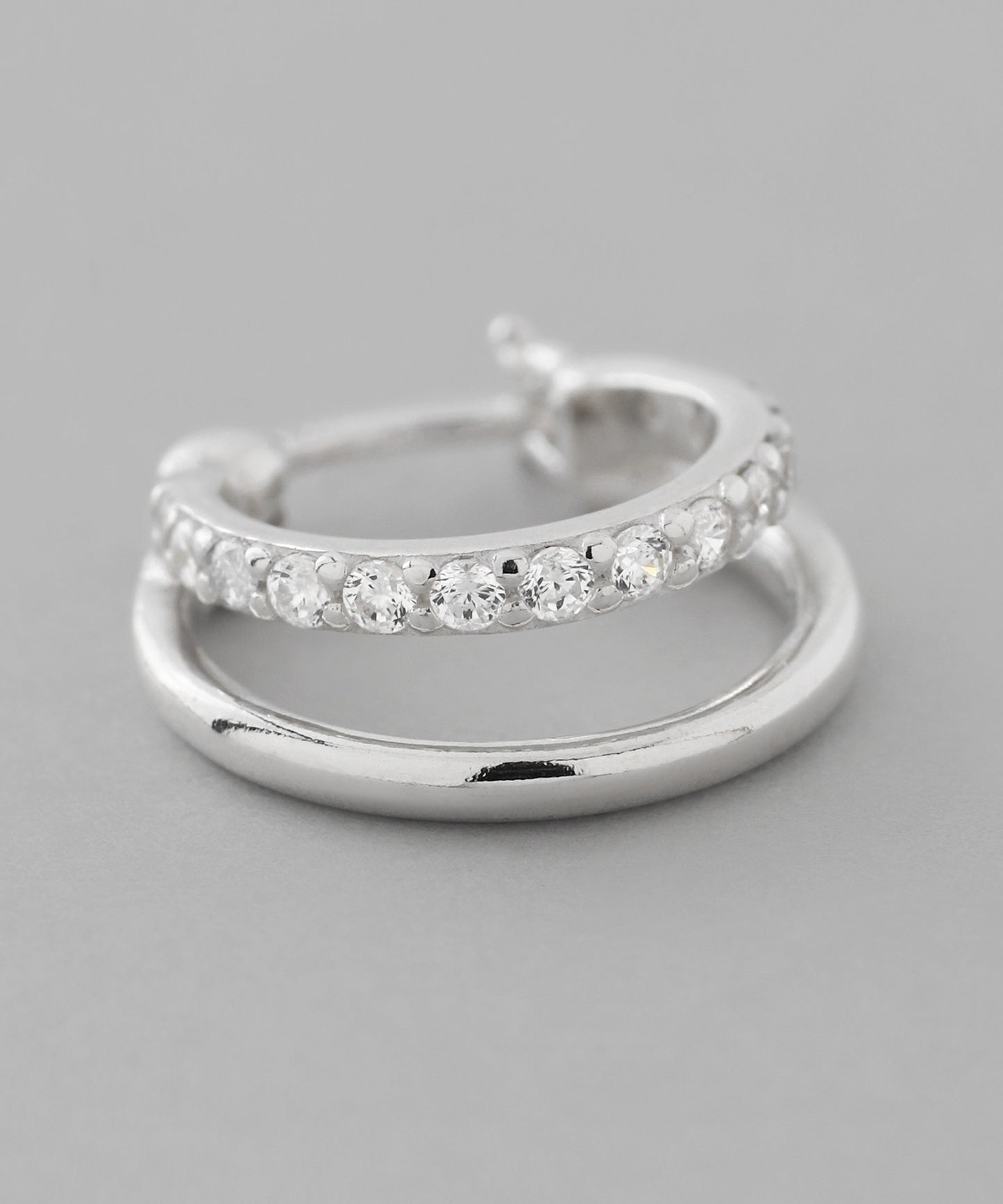 Bijou Double Line Hoop Earrings[925 Silver]