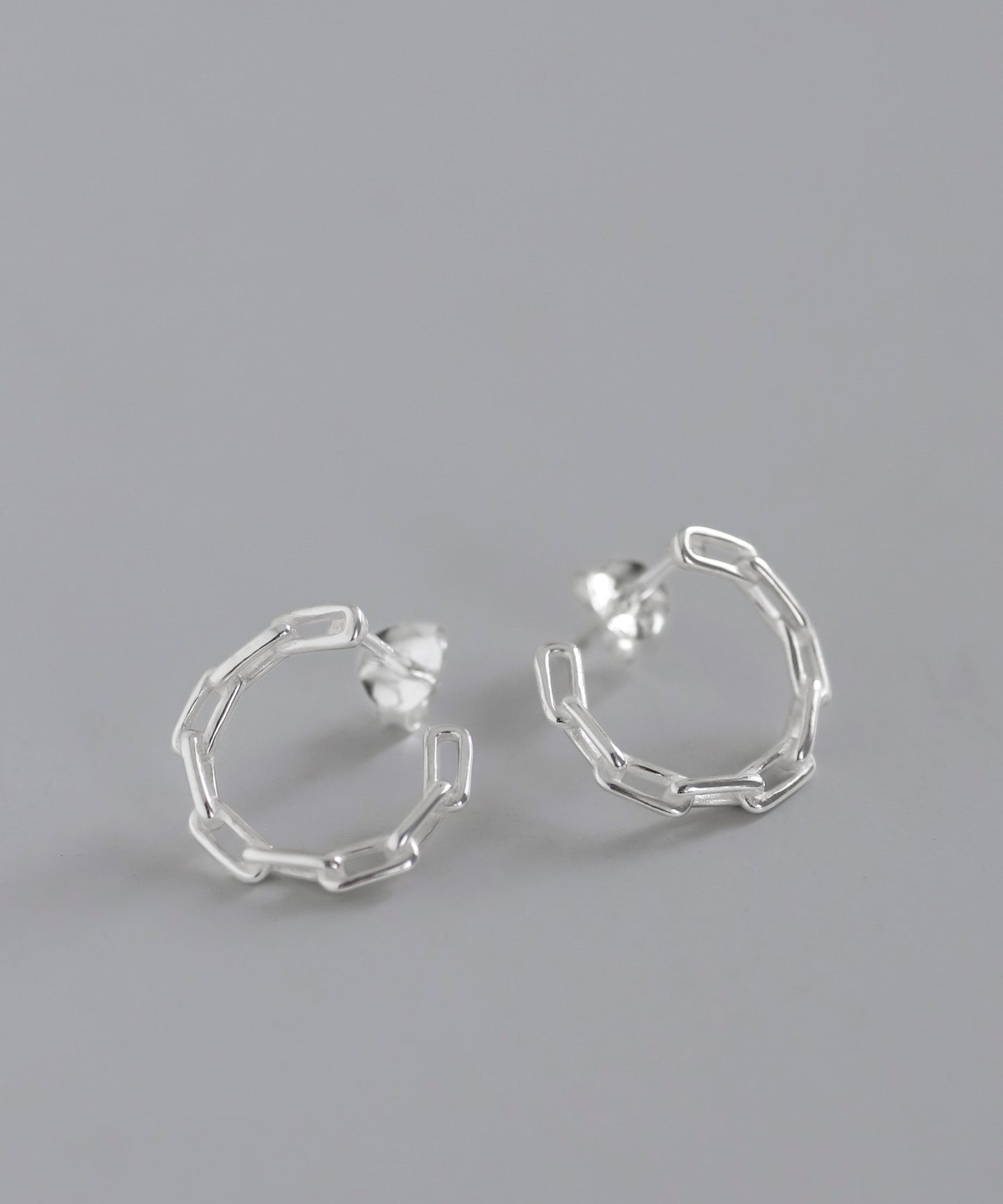 【Online Store Limited】Chain Motif Circle Pierced Earrings[925 Silver]