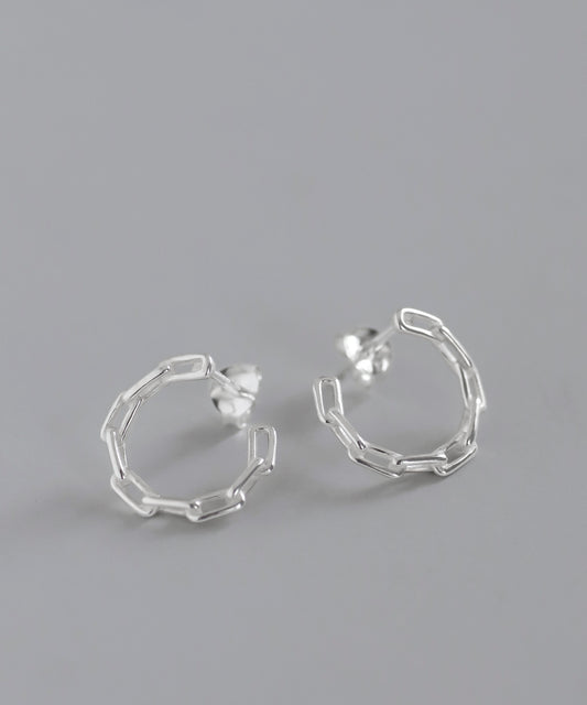 【Online Store Limited】Chain Motif Circle Pierced Earrings[925 Silver]