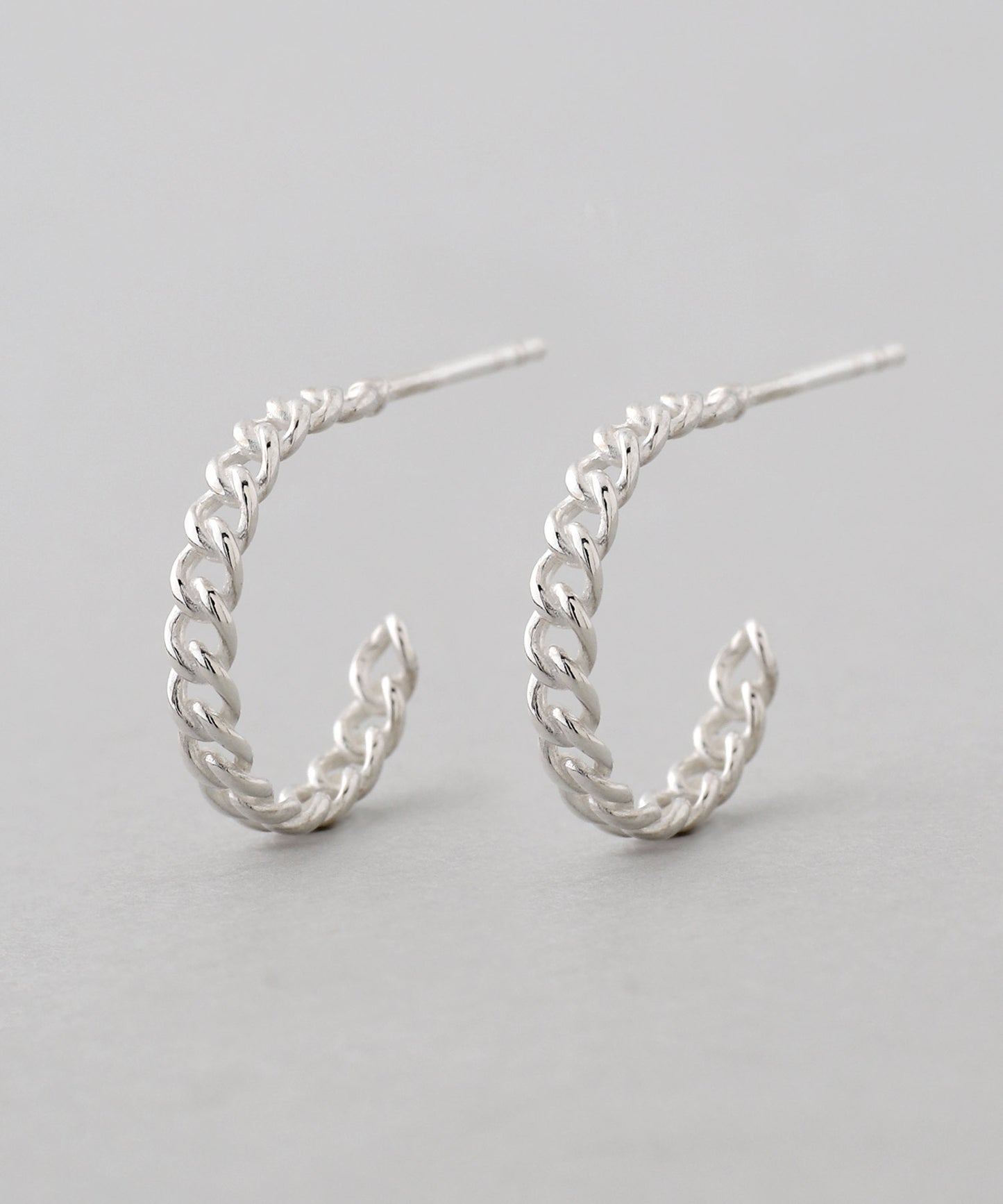 Chain Motif Hoop Earrings[925 Silver]