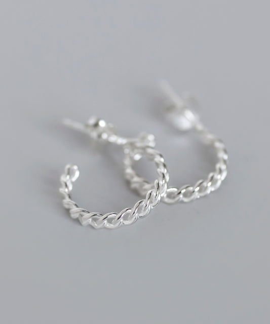 Chain Motif Hoop Earrings[925 Silver]