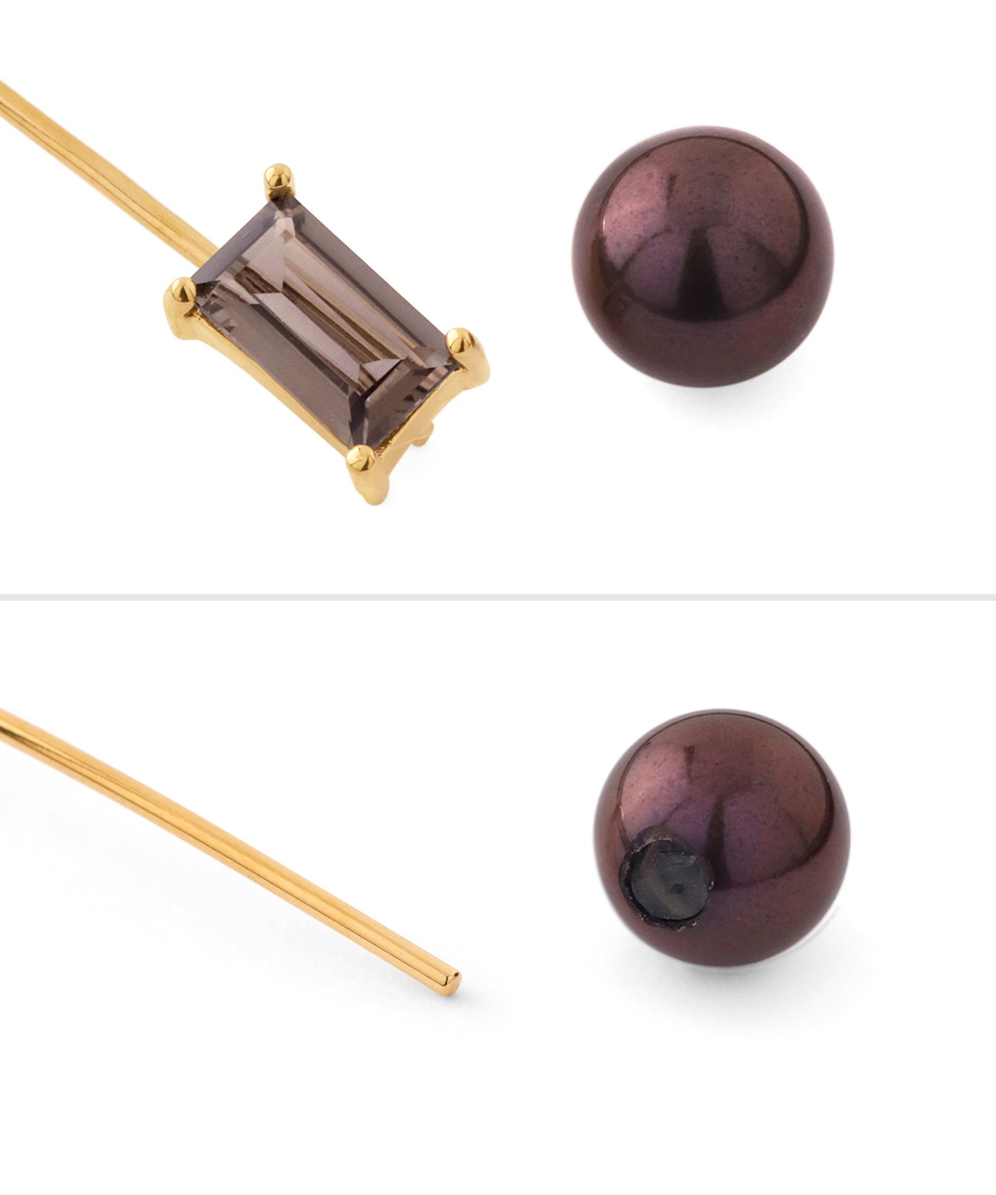 Gemstone × Arch Asymmetry Earrings [C]