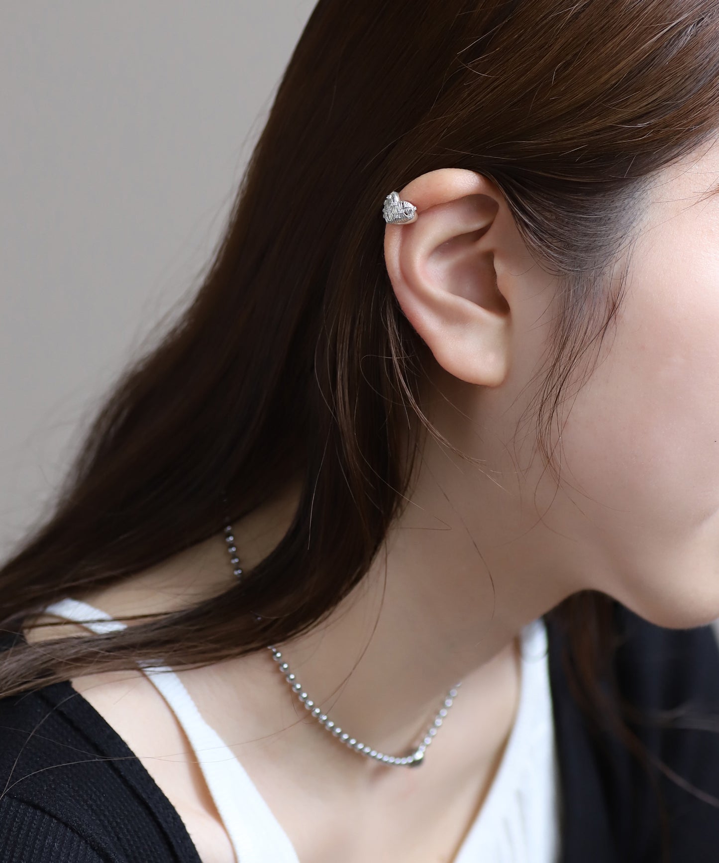 [Eligible for Gift] Heart × Bijou Ear Cuff [925 Silver]