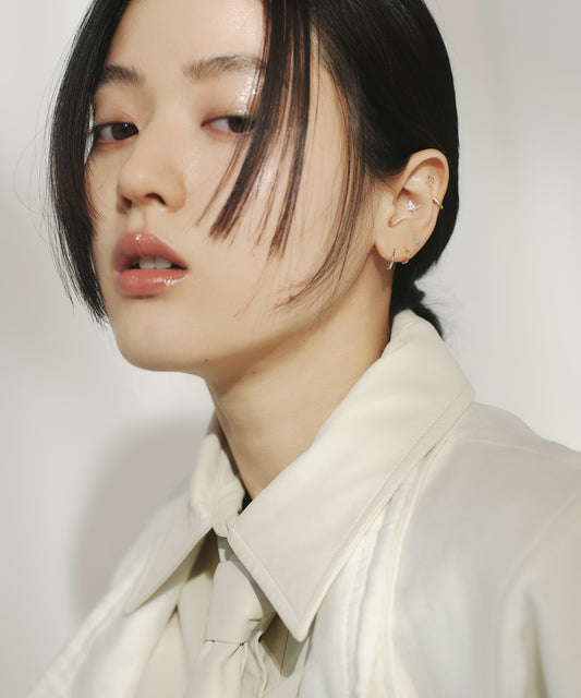 Ball Chain Screw Post Earring [925 Silver] [Single]