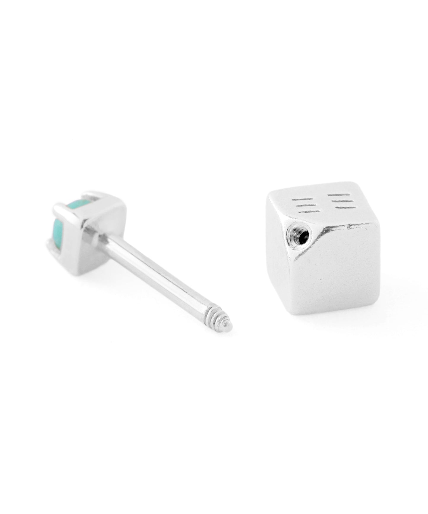 Gemstone Screw Post Earring [925 Silver] [Single]