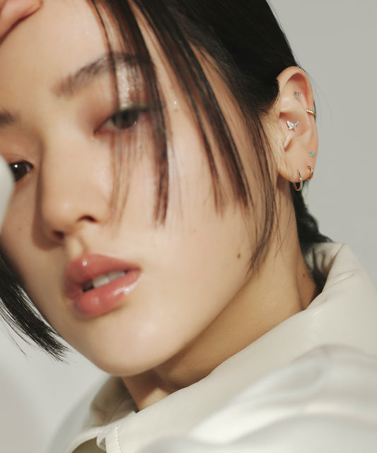 Gemstone Screw Post Earring [925 Silver] [Single]