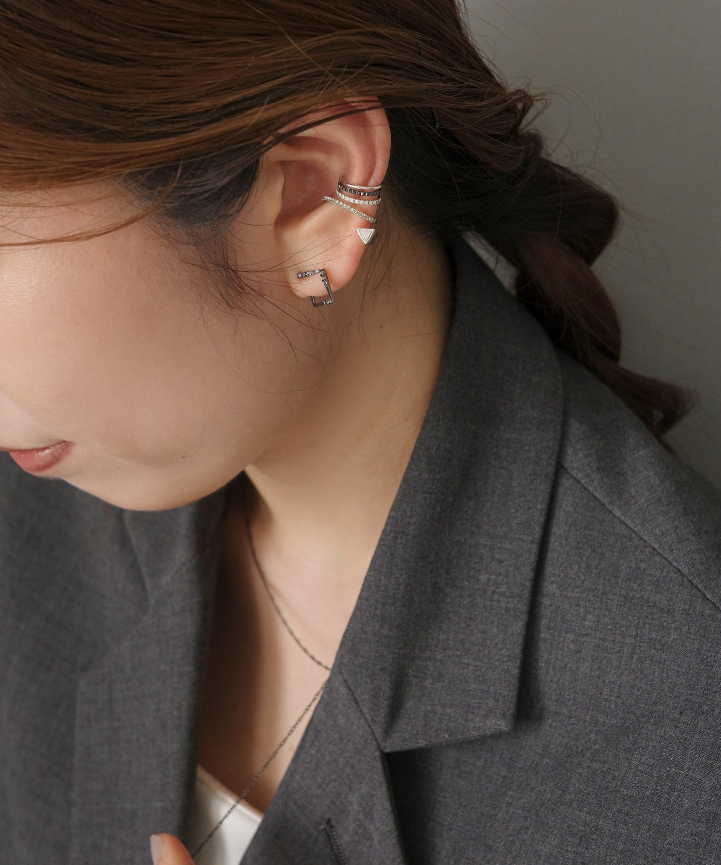 Bijou × Square Line Earrings [925 Silver]