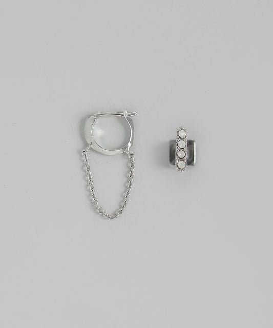 Bijou & Chain Asymmetric Earrings [925 Silver]