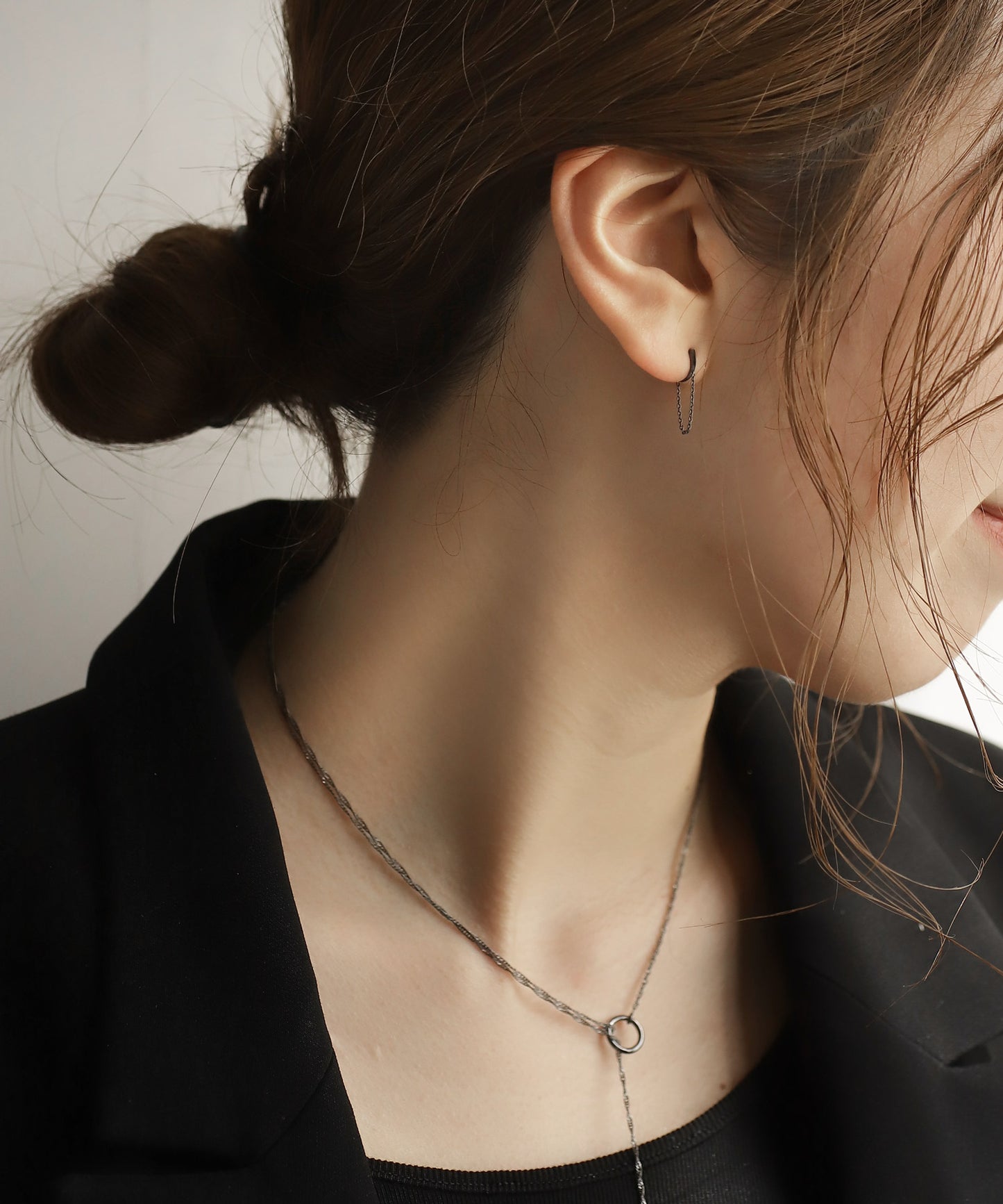 Bijou & Chain Asymmetric Earrings [925 Silver]