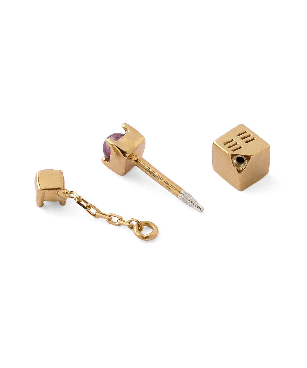 Gemstone 2-Way Screw Back Earrings [925 Silver]