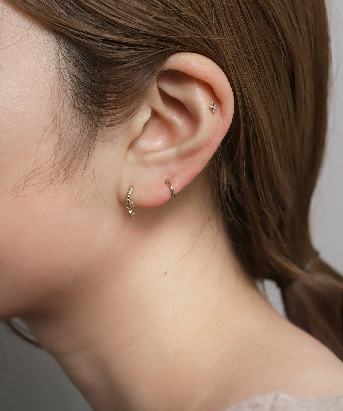 Star 2-Way Hoop Earrings [925 Silver]