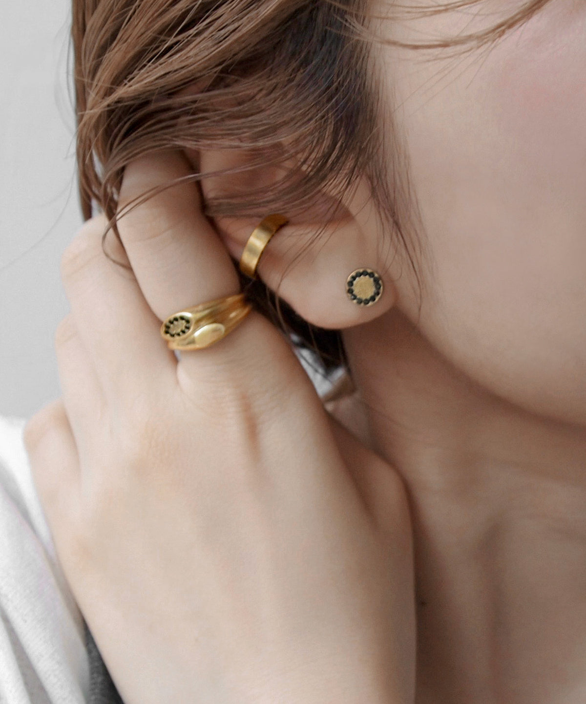 Natural Gemstone Circle Earrings
