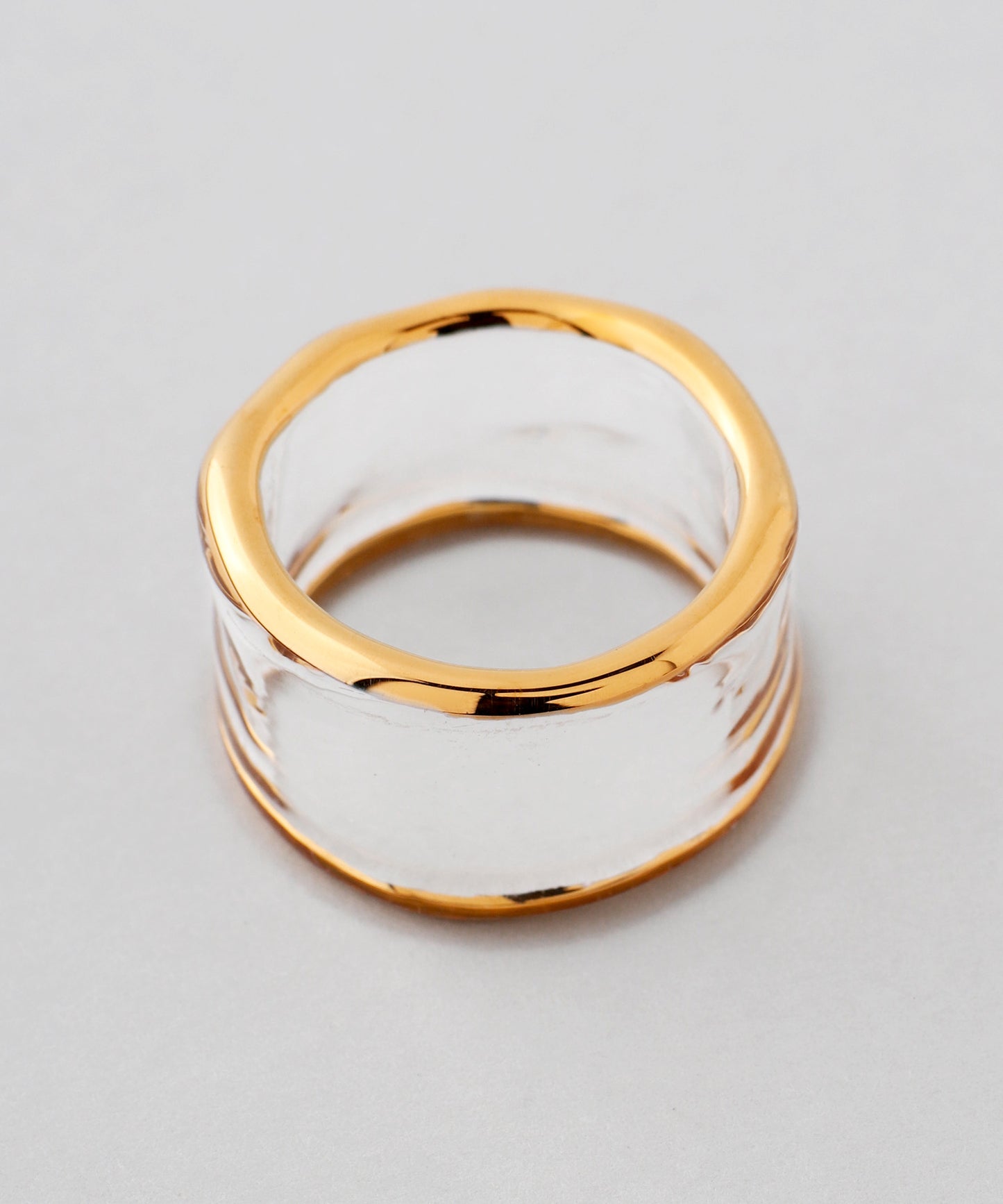 Glass × Gold Frame Ring [Apricot]