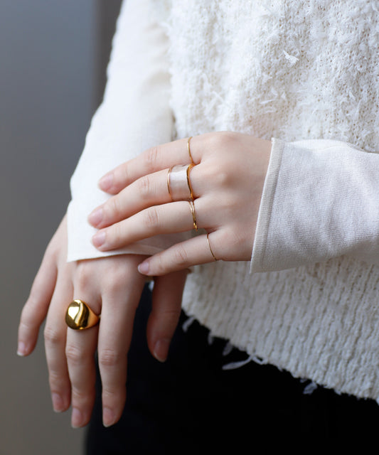 Glass × Gold Frame Ring [Apricot]