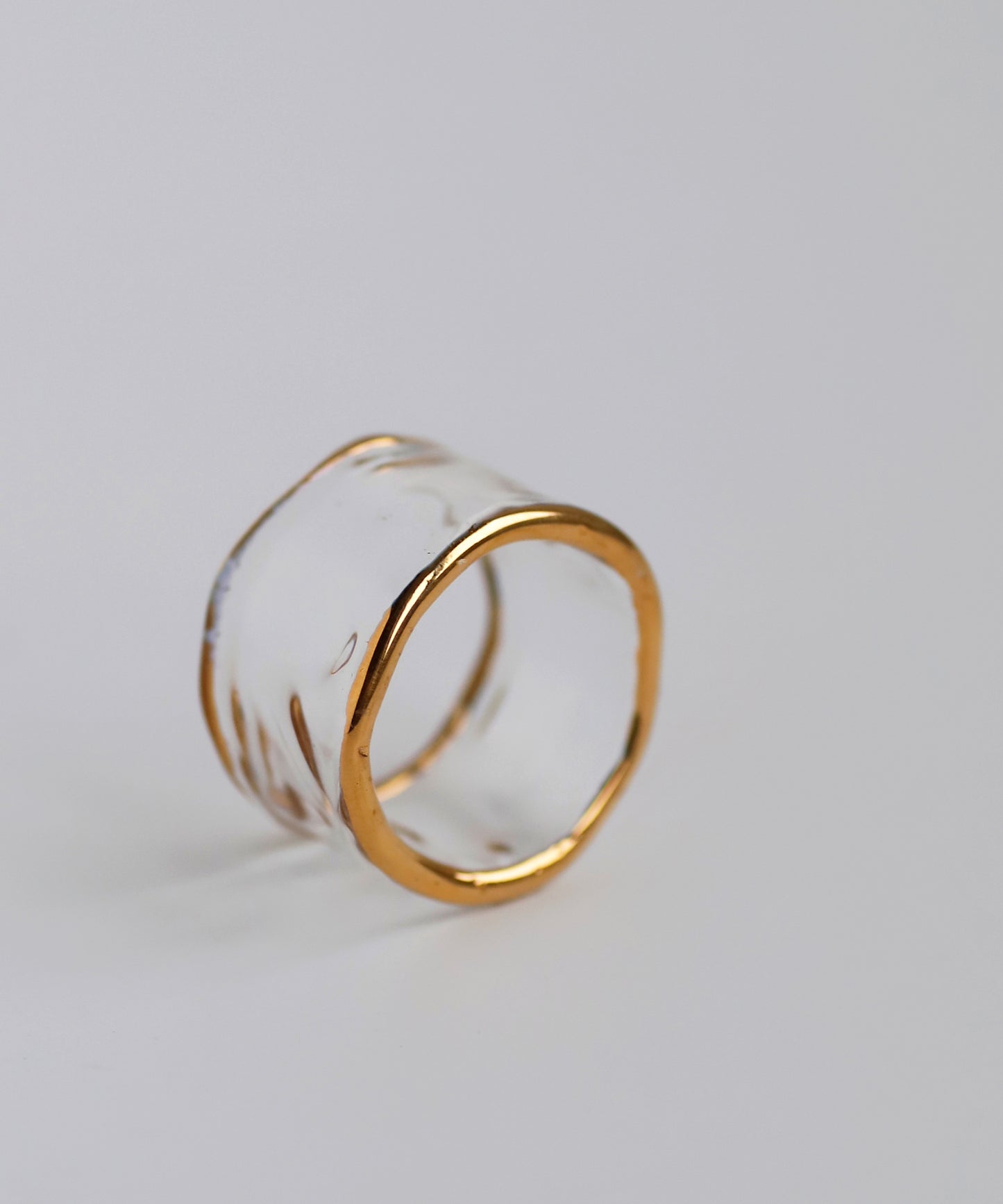 Glass × Gold Frame Ring [Apricot]