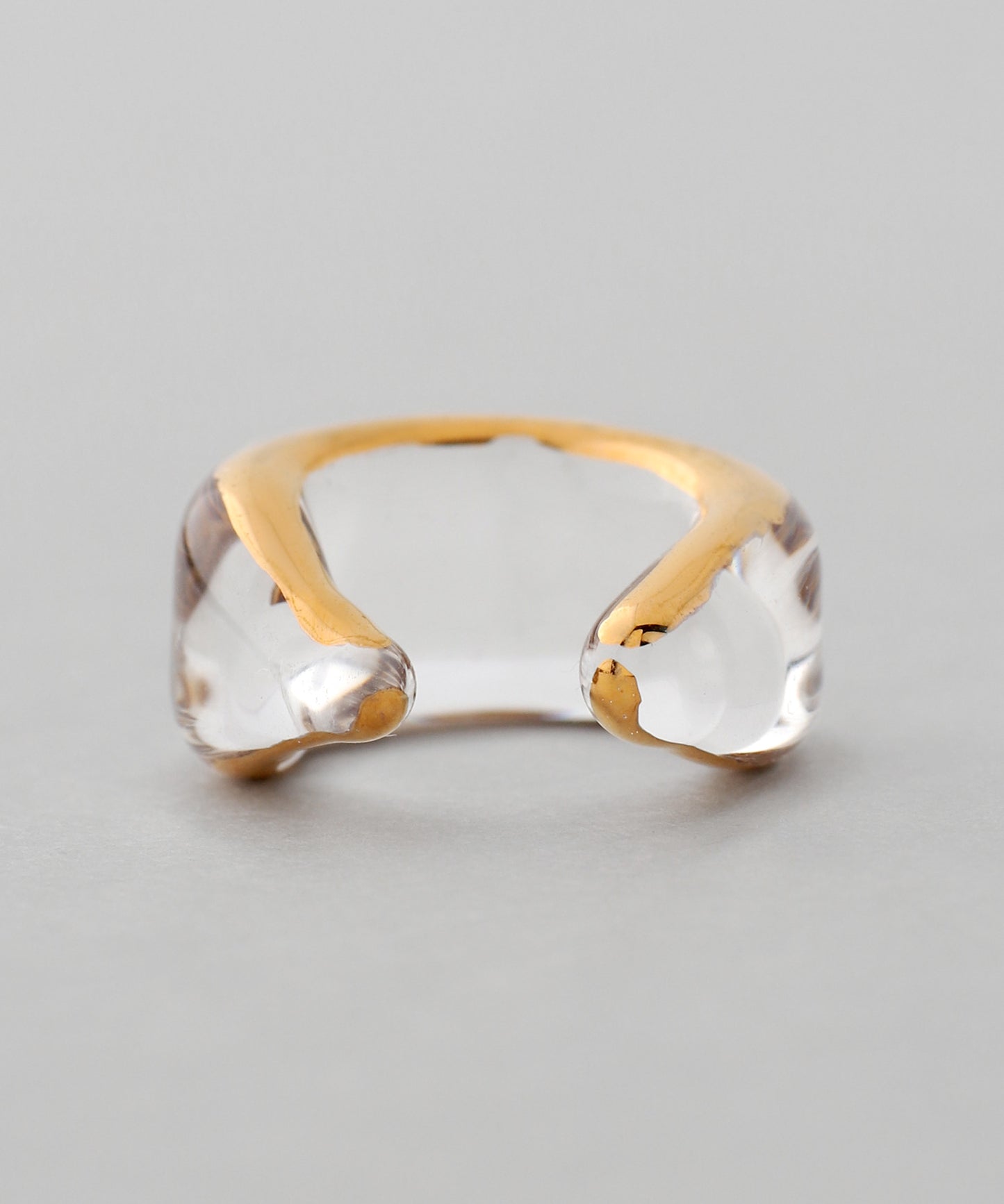 Glass × Gold Frame Ear Cuff [Apricot]