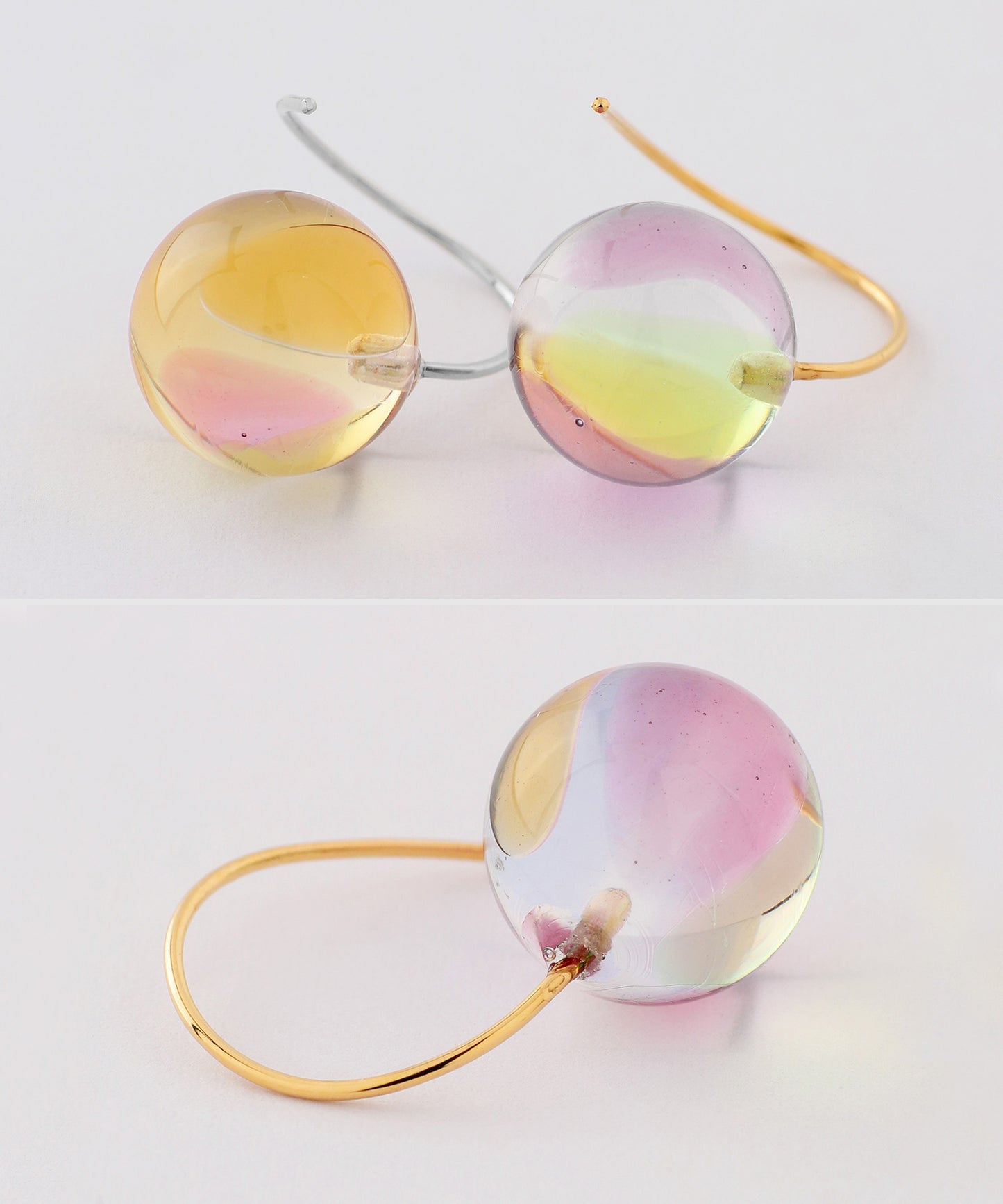 Marbles Glass Hook Earrings [Apricot]