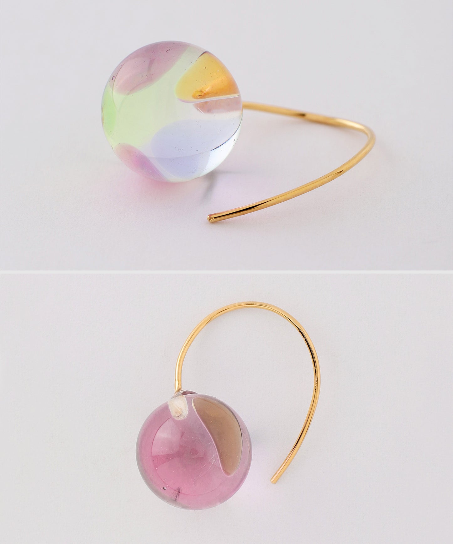 Marbles Glass Hook Earrings [Apricot]