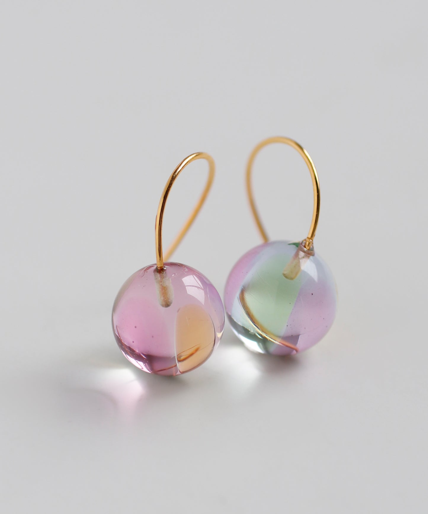 Marbles Glass Hook Earrings [Apricot]