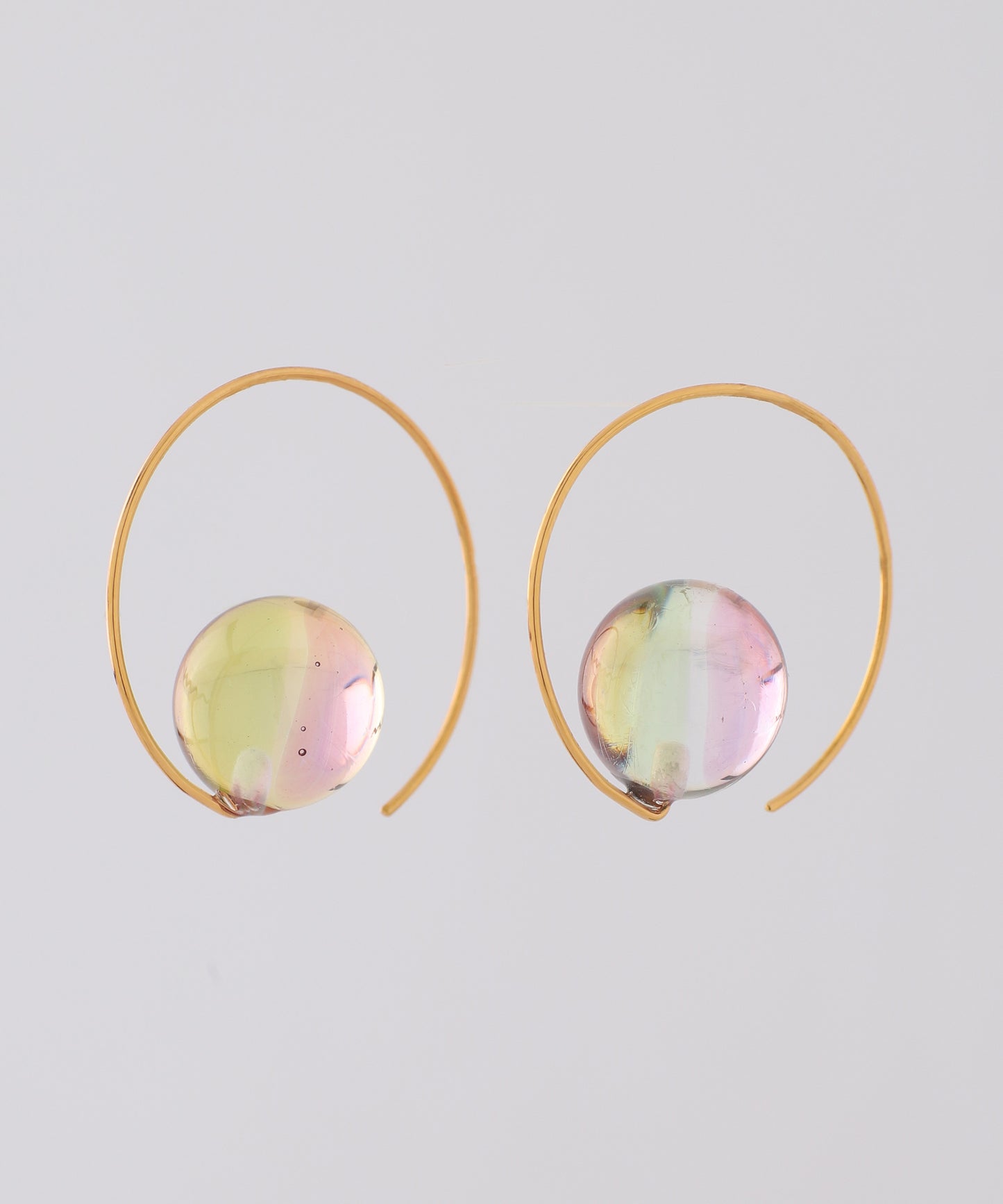 Marbles Glass Hoop Earrings [Apricot]