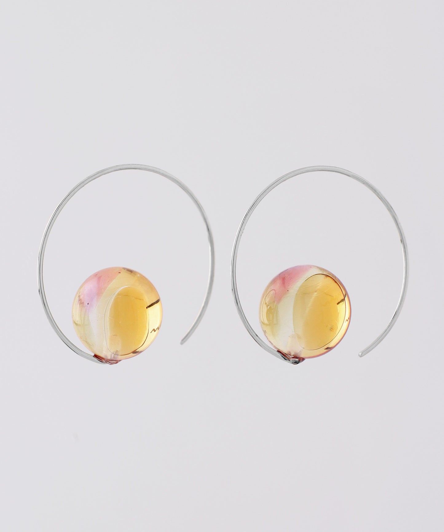 Marbles Glass Hoop Earrings [Apricot]