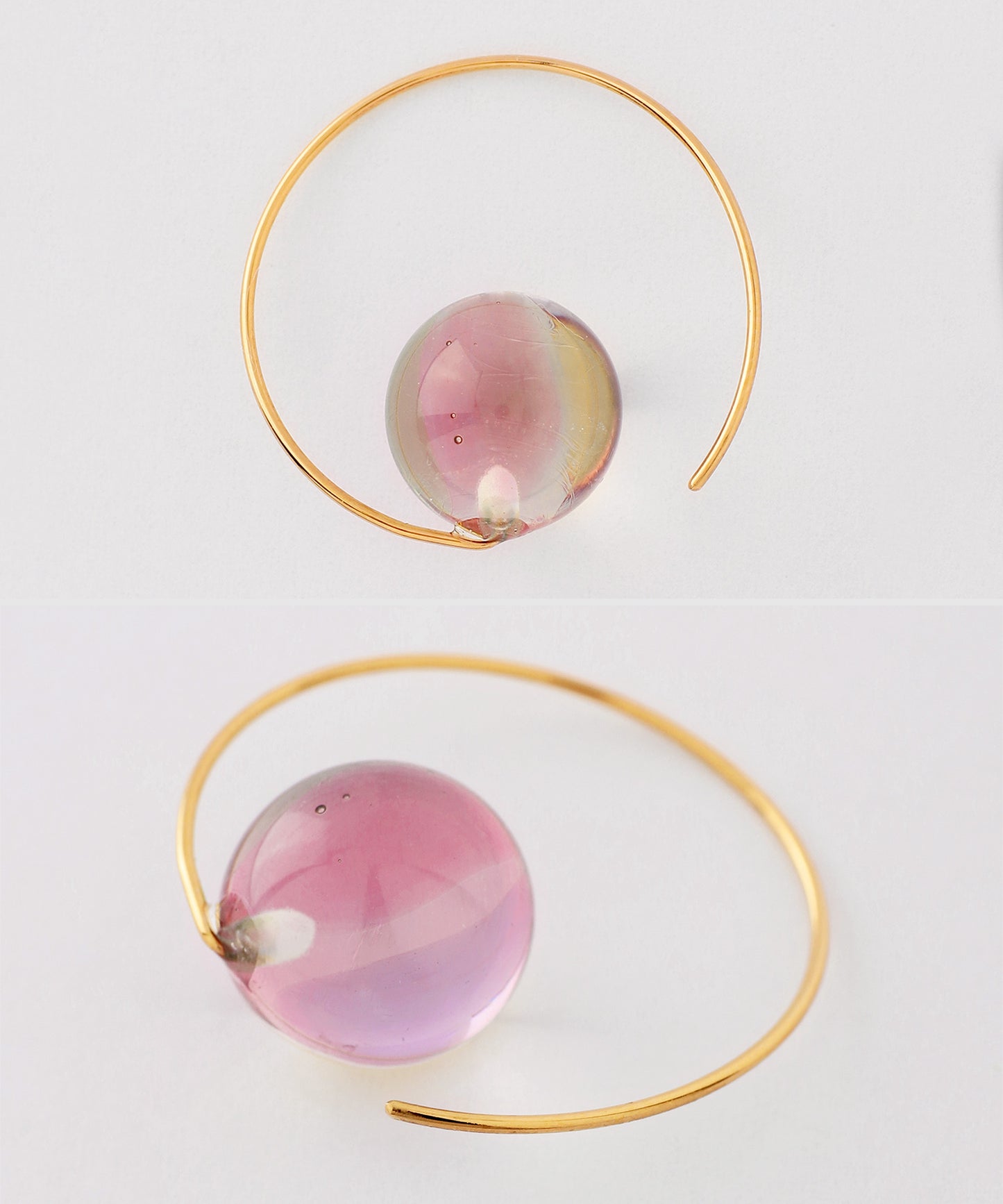 Marbles Glass Hoop Earrings [Apricot]