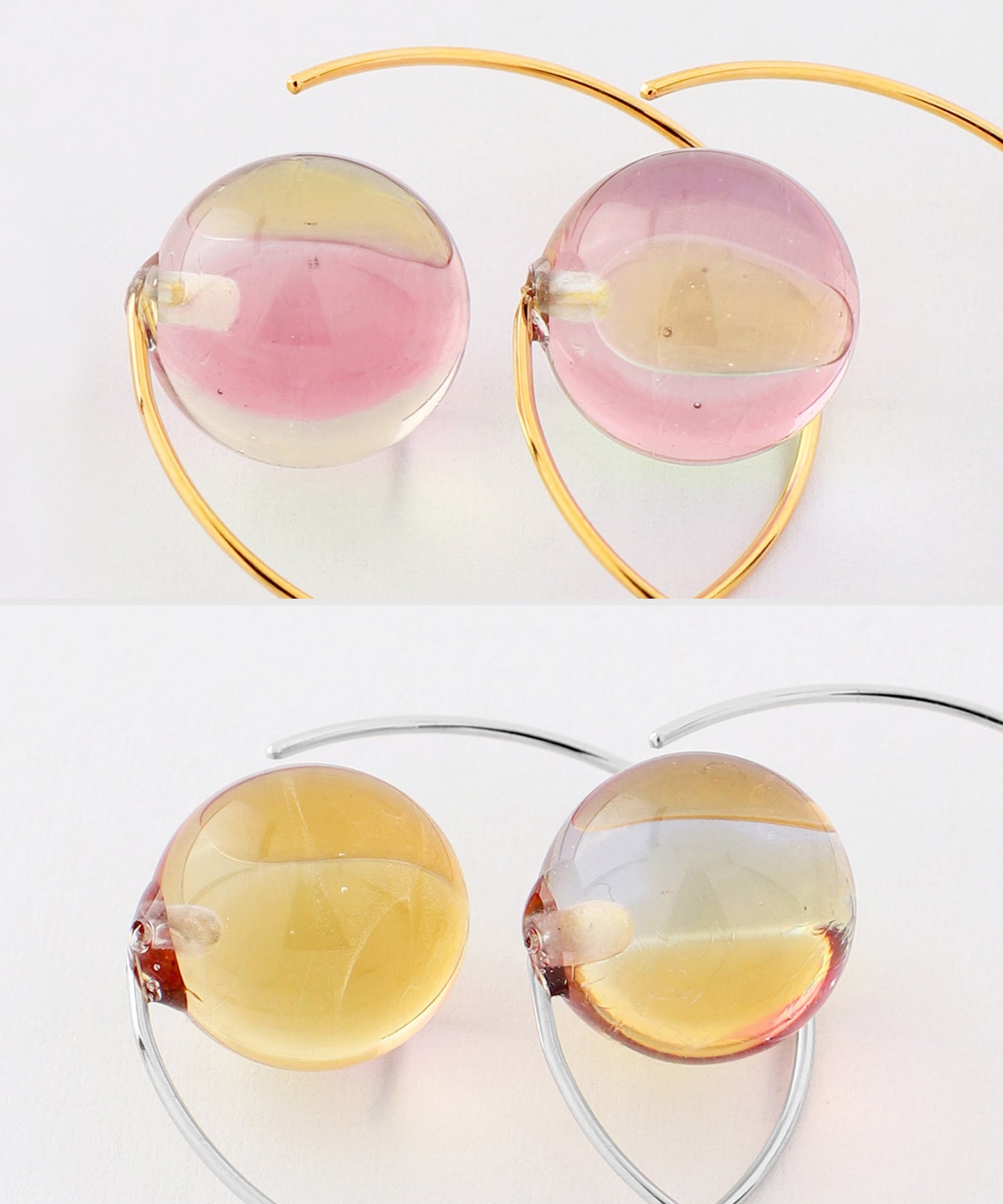 Marbles Glass Hoop Earrings [Apricot]
