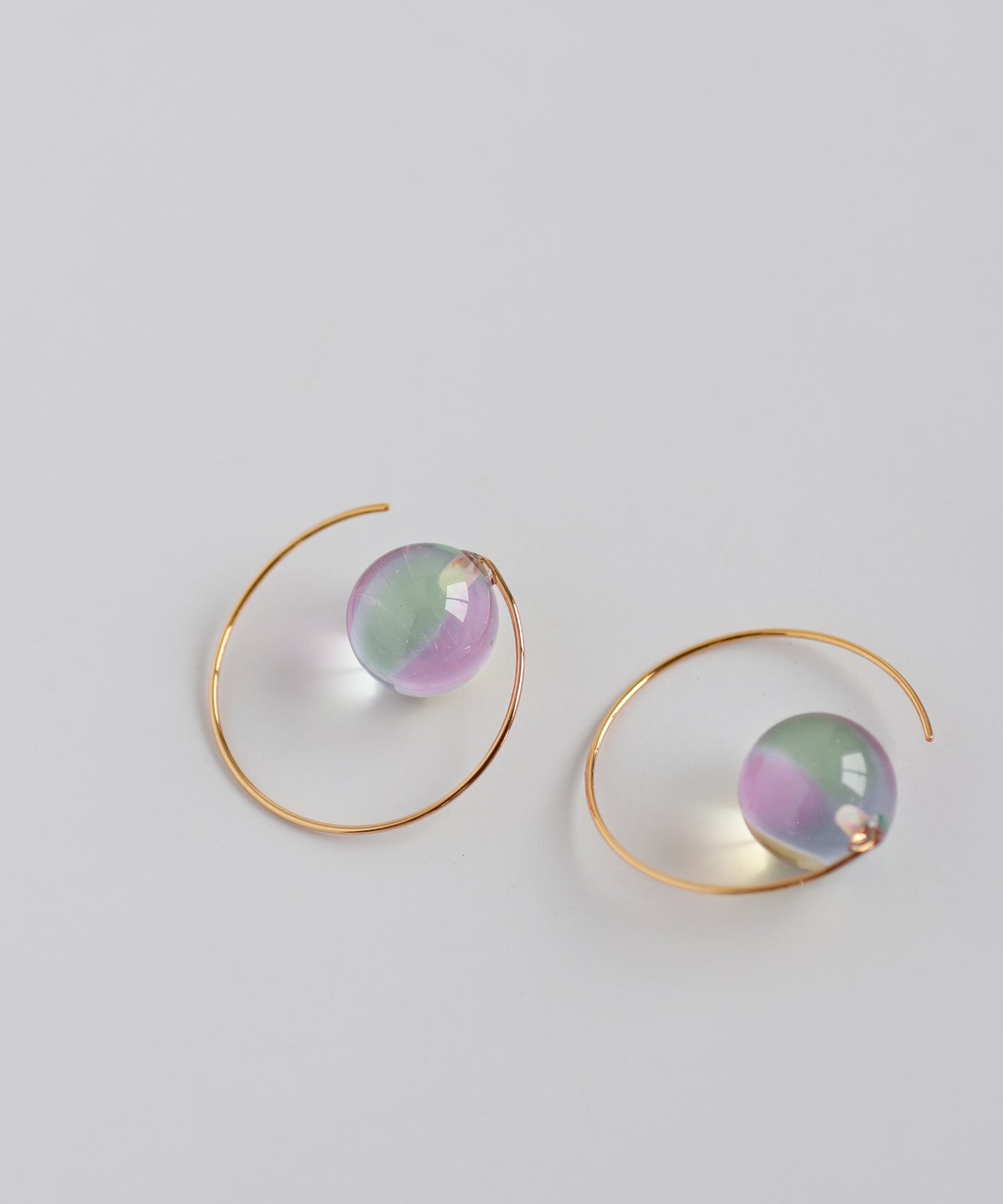 Marbles Glass Hoop Earrings [Apricot]