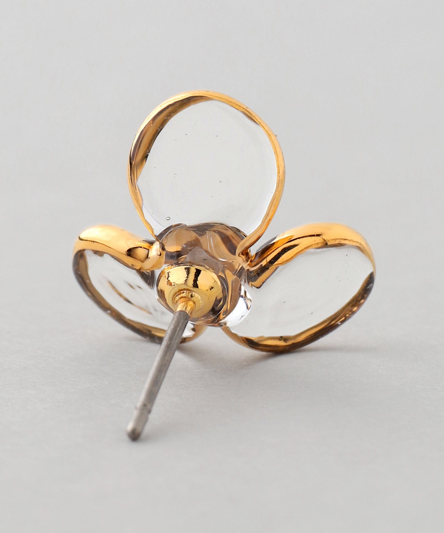 Glass × Gold Frame Flower Earrings [Apricot]