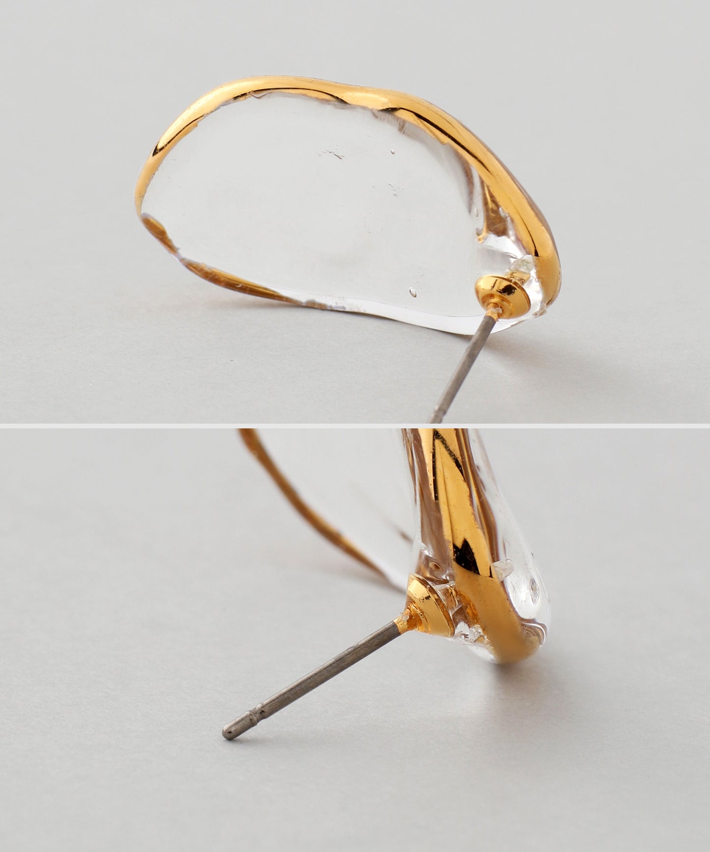 Glass × Gold Frame Earrings [Apricot]