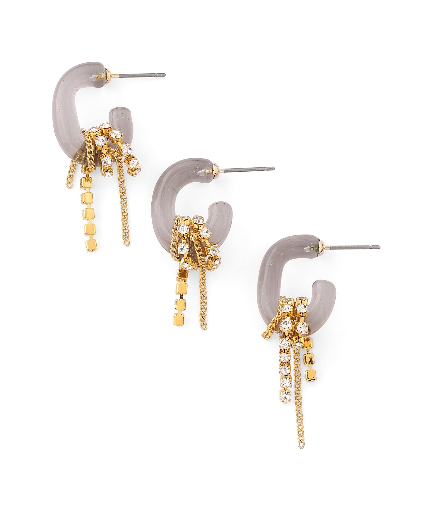 Bijou & Chain Glass Hoop Earrings