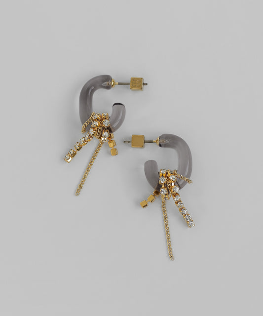 Bijou & Chain Glass Hoop Earrings
