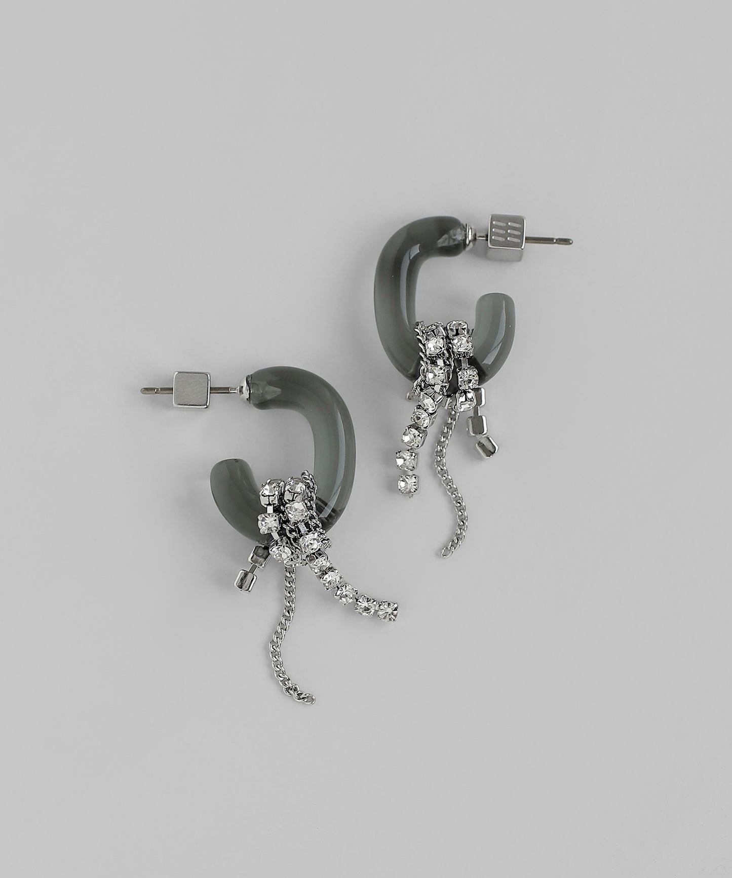 Bijou & Chain Glass Hoop Earrings