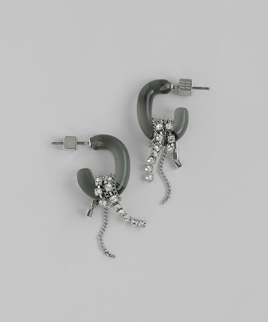 Bijou & Chain Glass Hoop Earrings