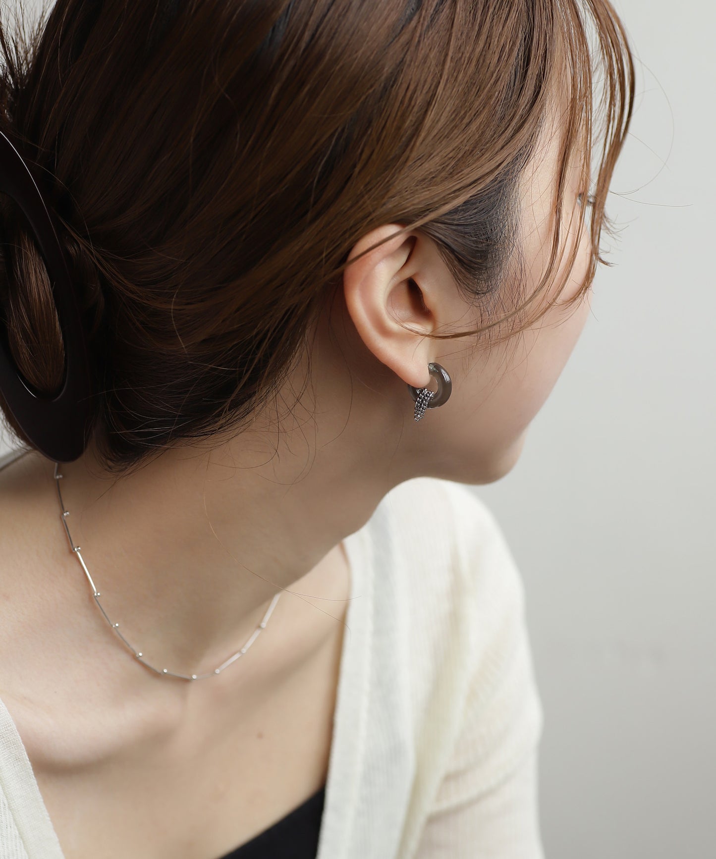 Chain Glass Hoop Earrings