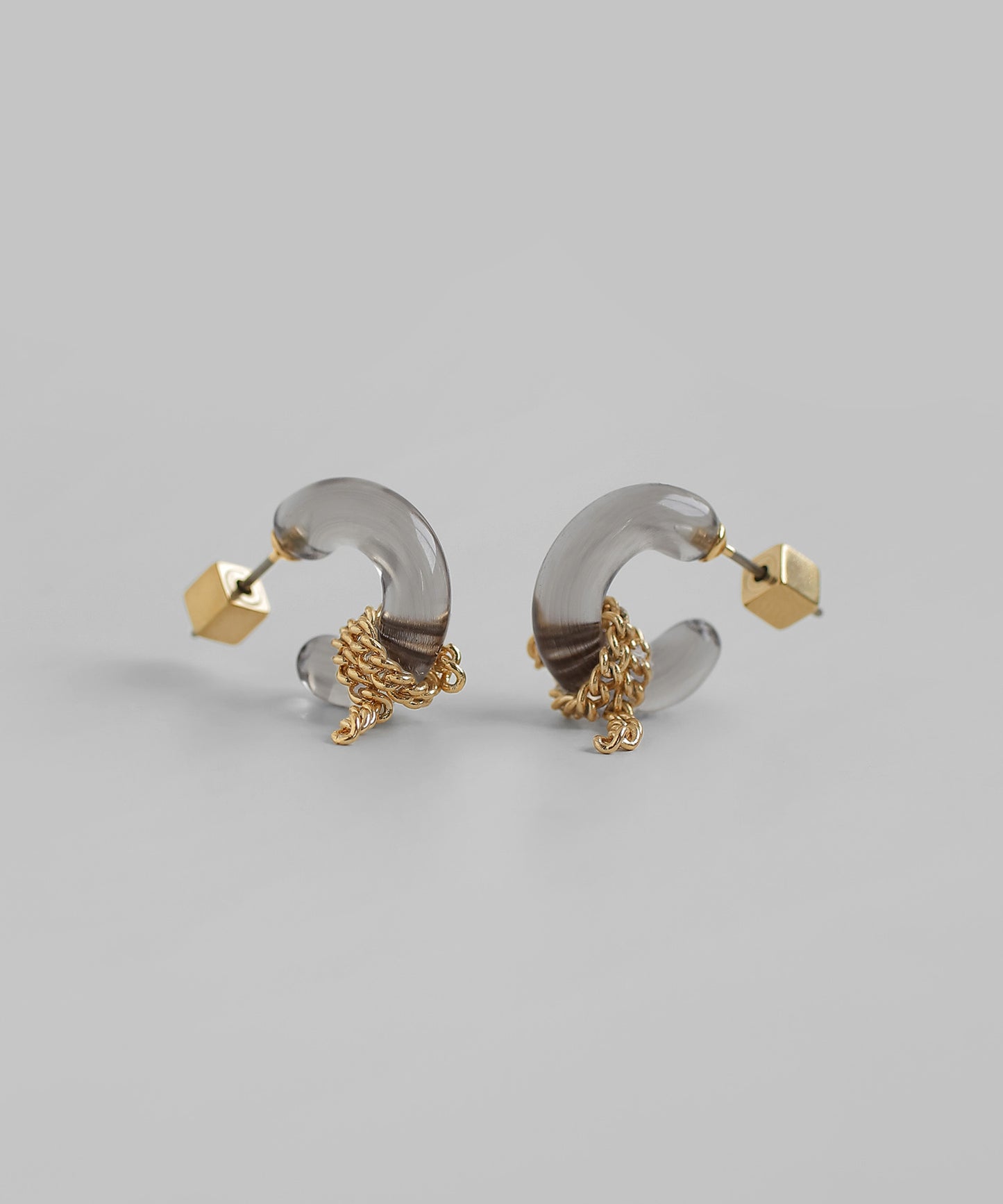 Chain Glass Hoop Earrings