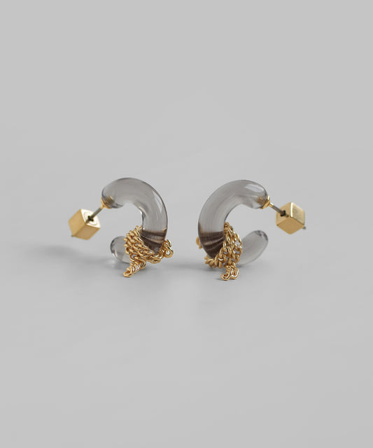 Chain Glass Hoop Earrings