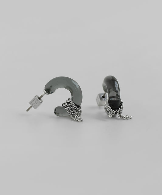 Chain Glass Hoop Earrings