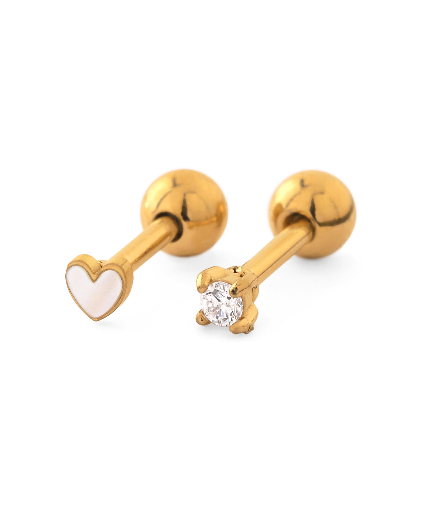 Heart & Bijou Cartilage Earrings [Stainless Steel]