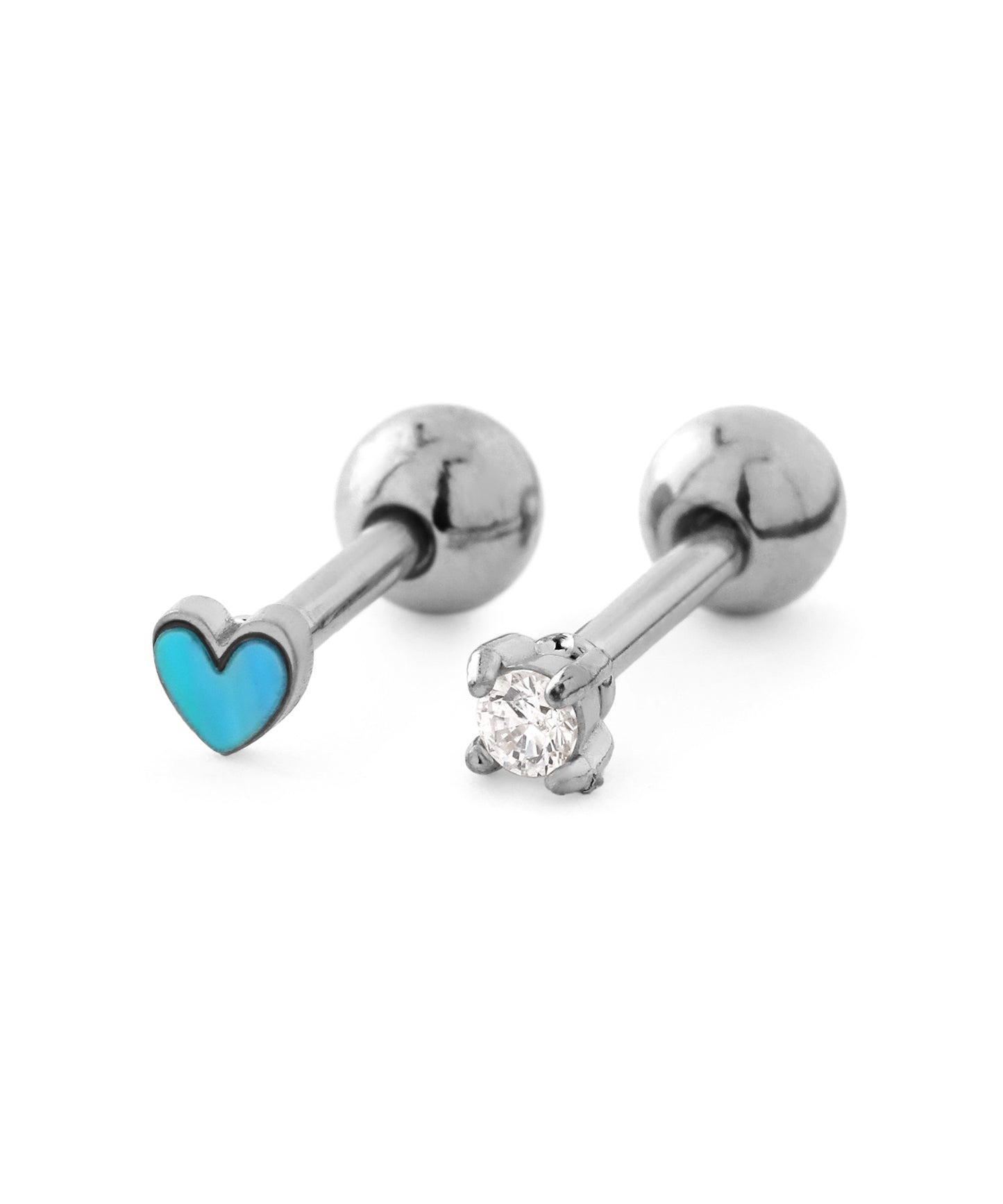 Heart & Bijou Cartilage Earrings [Stainless Steel]