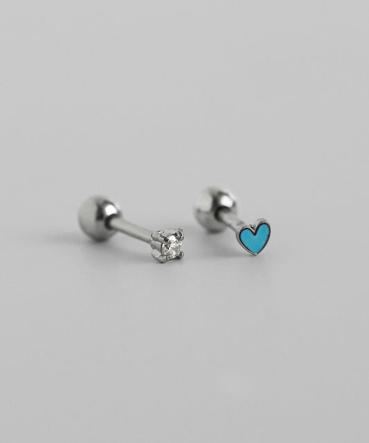 Heart & Bijou Cartilage Earrings [Stainless Steel]