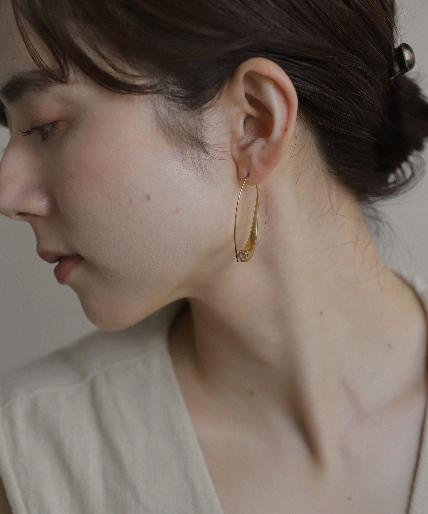 2-Way Gemstone Hook Earrings [Stainless Steel]