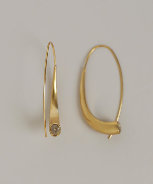 2-Way Gemstone Hook Earrings [Stainless Steel]
