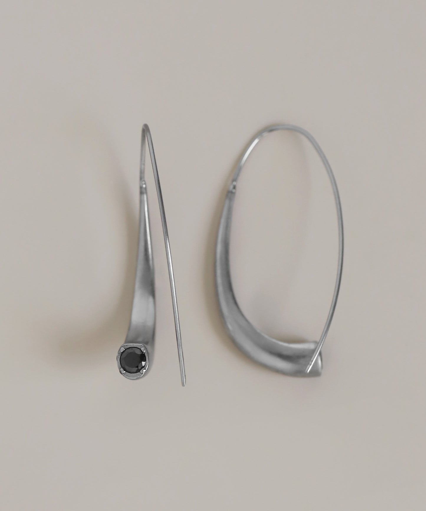 2-Way Gemstone Hook Earrings [Stainless Steel]