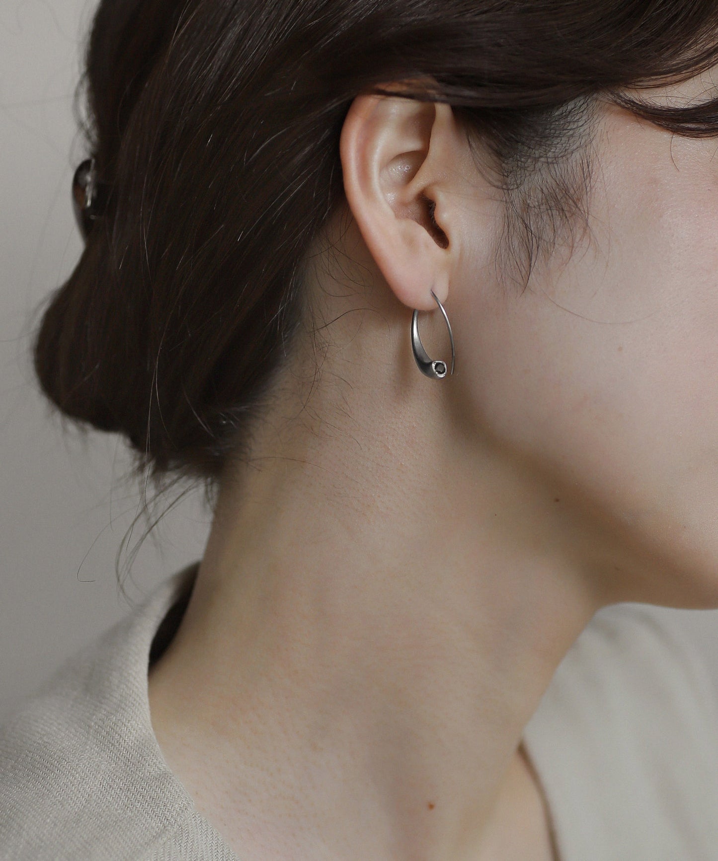 2-Way Gemstone Hook Earrings [Stainless Steel]