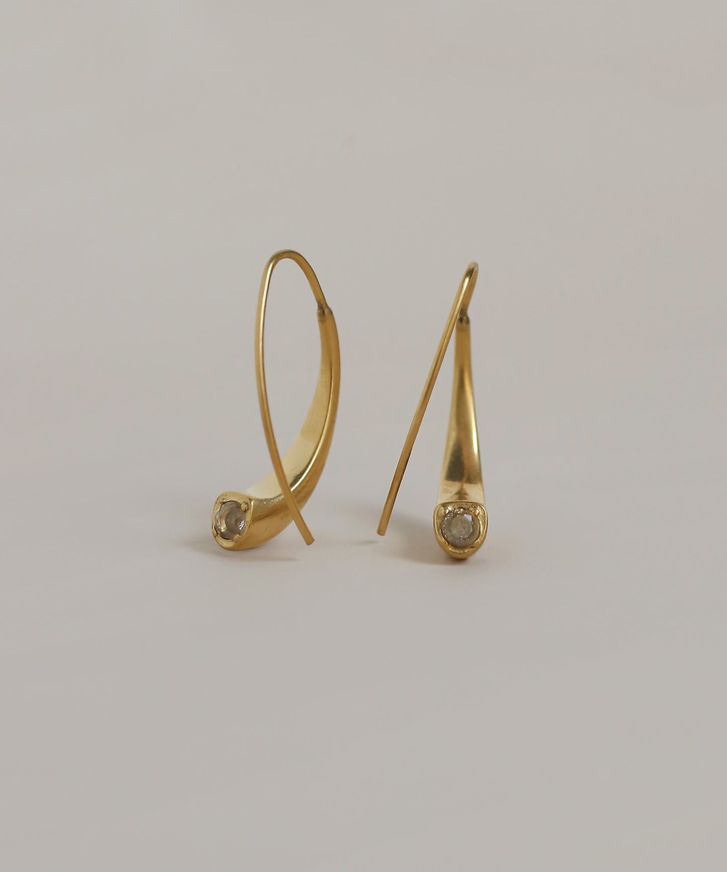 2-Way Gemstone Hook Earrings [Stainless Steel]