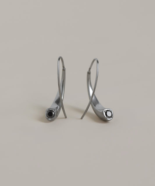 2-Way Gemstone Hook Earrings [Stainless Steel]