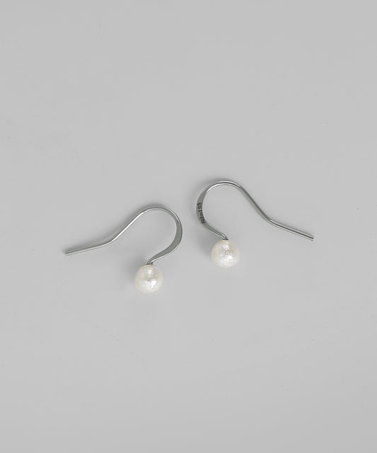 Shiny Pearl Hook Earrings [Stainless Steel]