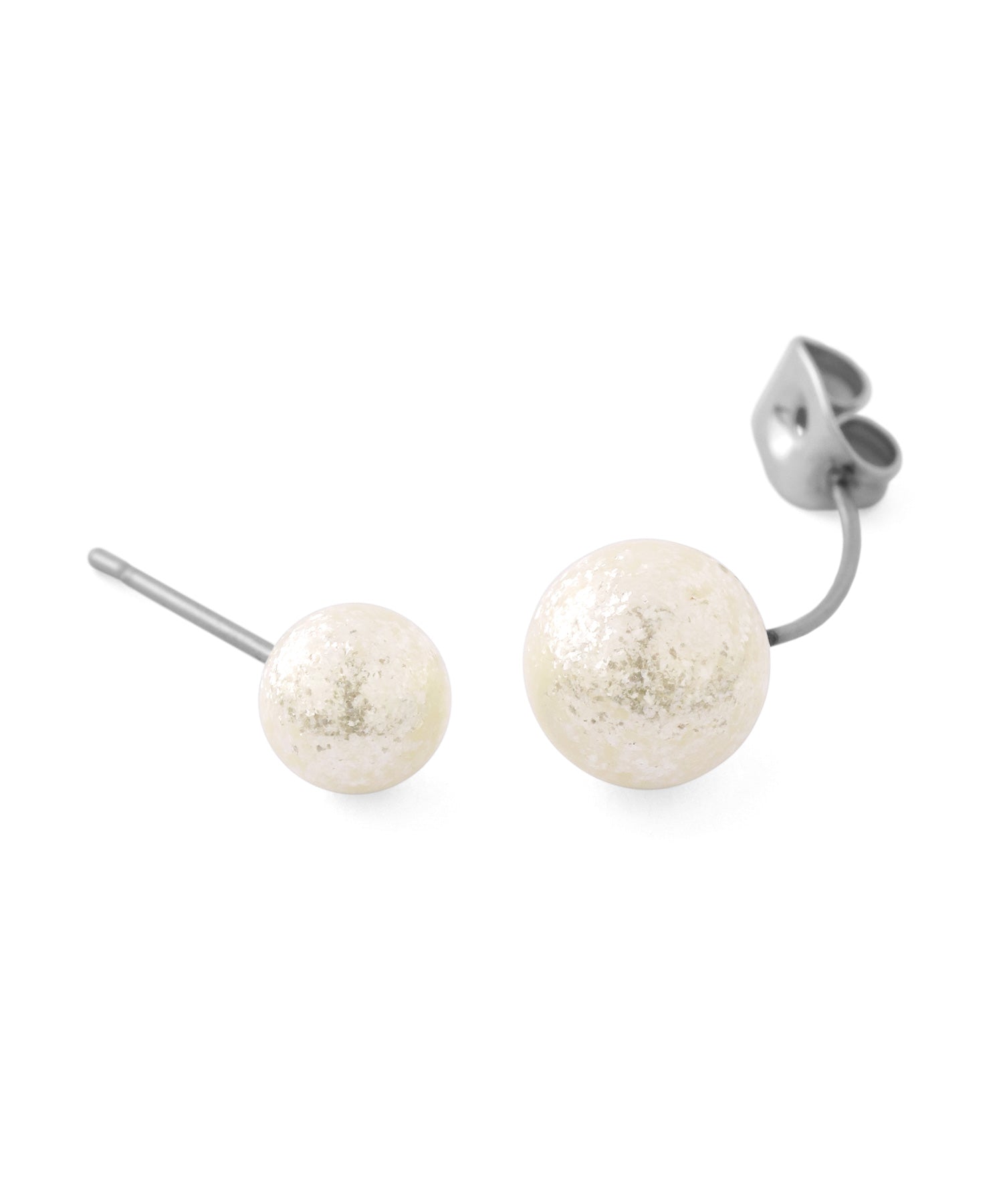 Shiny Pearl Back Catch Earrings [Stainless Steel] (dg320019p